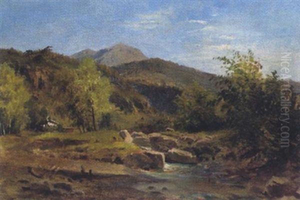 Landschaftsstudie Oil Painting by Ludwig Georg Eduard Halauska