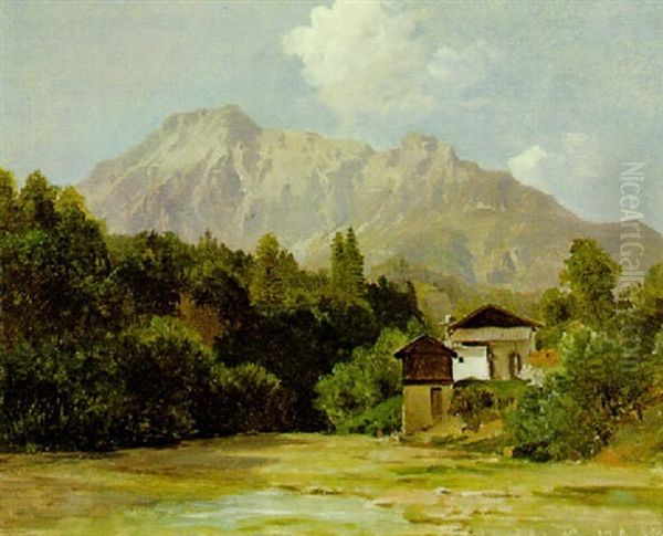 Motiv Beim Grundlsee Oil Painting by Ludwig Georg Eduard Halauska