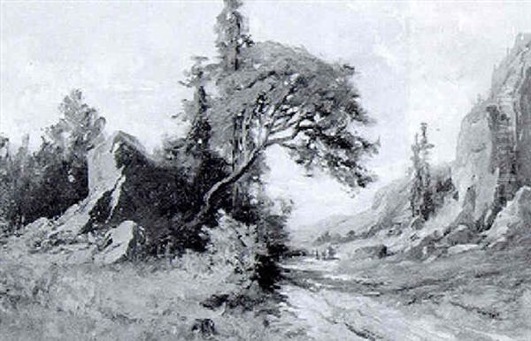 Landschaftsstuck Oil Painting by Ludwig Georg Eduard Halauska