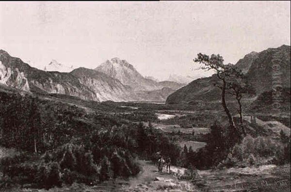 Motiv Aus Dem Otztal Oil Painting by Ludwig Georg Eduard Halauska