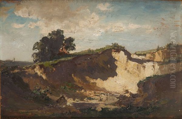 Landscape With Precipice And Tree Oil Painting by Fritz Halberg-Krauss