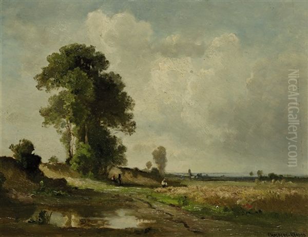 Sommerlandschaft Mit Figurenstaffage Oil Painting by Fritz Halberg-Krauss