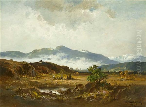 'hochmoor Bei Tolz' Oil Painting by Fritz Halberg-Krauss