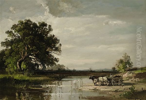 Landschaft Mit Ochsenfuhrwerk Bei Polling Oil Painting by Fritz Halberg-Krauss