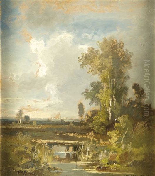 Landschaft Im Dachauer Moor Oil Painting by Fritz Halberg-Krauss