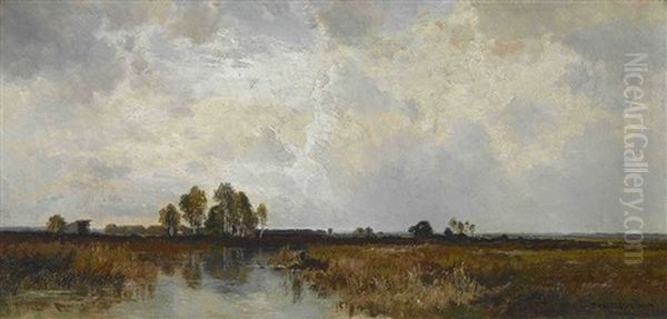 Herbst Im Ismaninger Moos Oil Painting by Fritz Halberg-Krauss