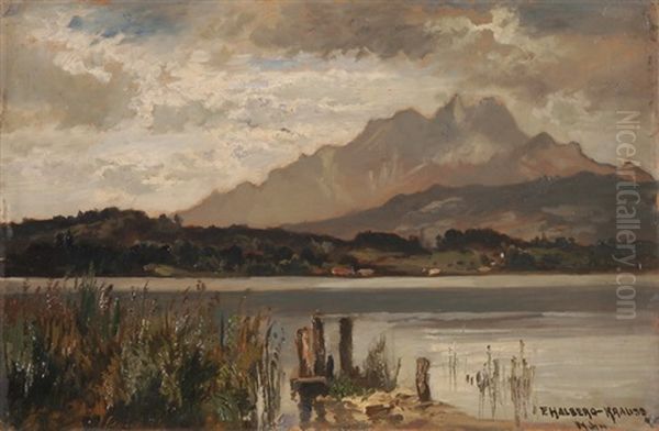 Pilatus Und Vierwaldstattersee Bei Luzern Oil Painting by Fritz Halberg-Krauss