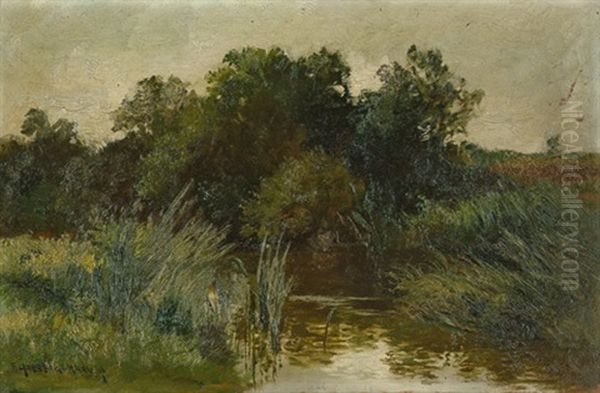 Landschaft Im Dachauer Moos (+ Waldweiher, Pencil, Verso) Oil Painting by Fritz Halberg-Krauss