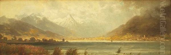 Zell Am See Oil Painting by Fritz Halberg-Krauss