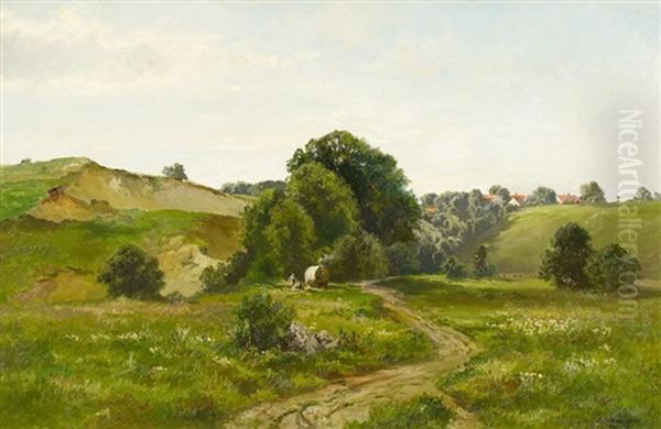 Sommerliche Hugellandschaft Oil Painting by Fritz Halberg-Krauss