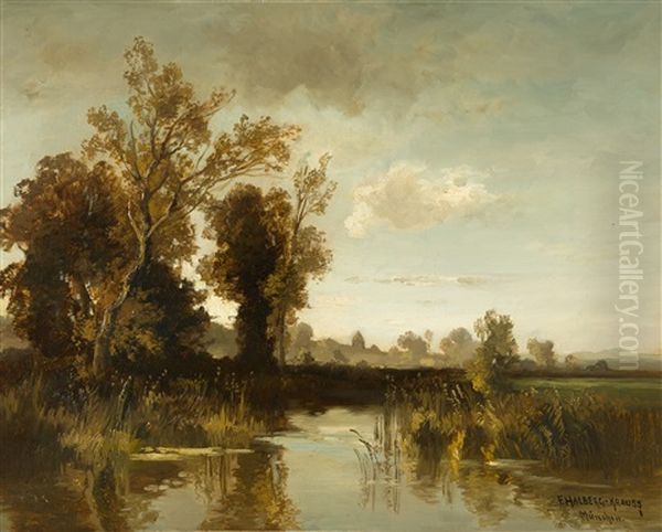 Idyllische Auenlandschaft Oil Painting by Fritz Halberg-Krauss