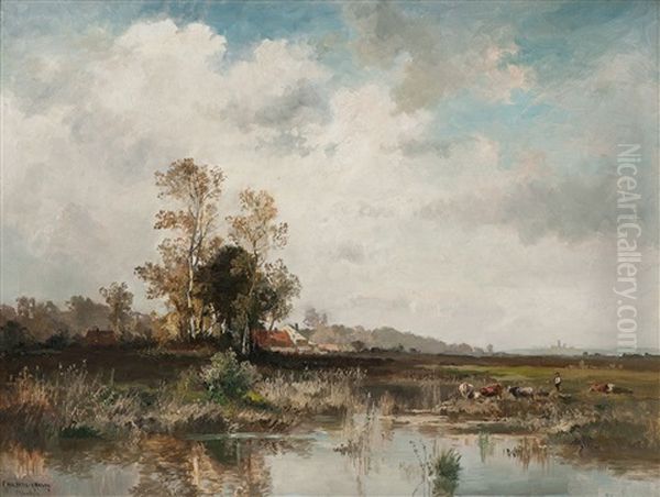 Seenlandschaft Im Fruhling Oil Painting by Fritz Halberg-Krauss