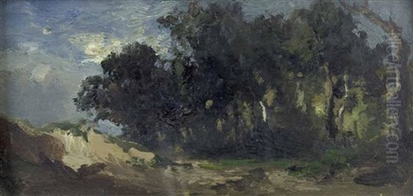 Waldlandschaft Bei Anbrechender Nacht Oil Painting by Fritz Halberg-Krauss