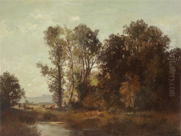 Isartal. Landliche Idylle Mit Weidendem Vieh Oil Painting by Fritz Halberg-Krauss