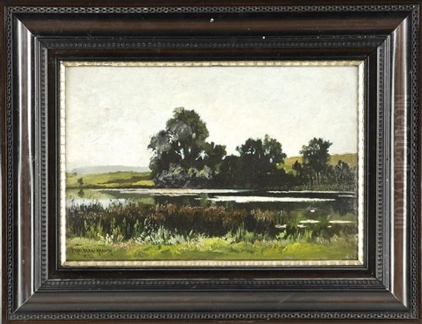 Baumbstandener Weiher Oil Painting by Fritz Halberg-Krauss