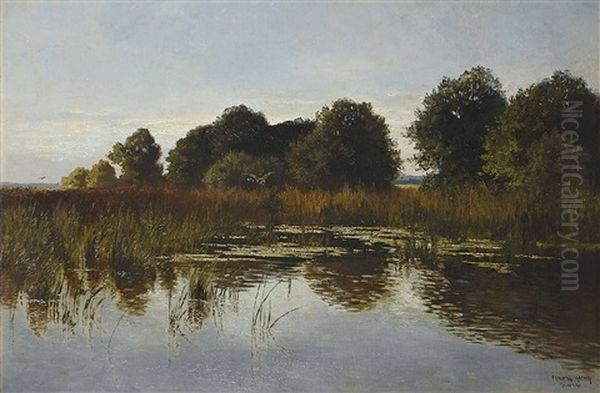 Stiller Weiher Oil Painting by Fritz Halberg-Krauss