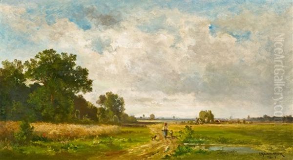 Sommerlandschaft Oil Painting by Fritz Halberg-Krauss