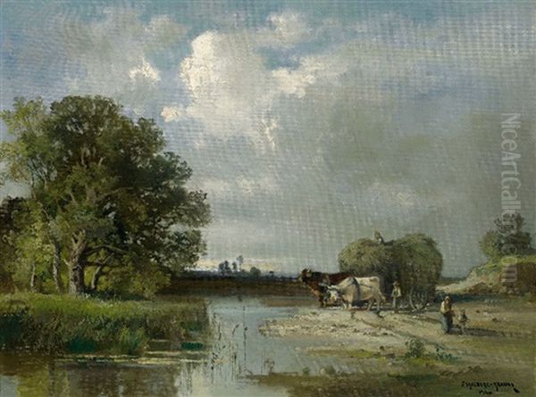 Erntelandschaft Am Chiemsee Oil Painting by Fritz Halberg-Krauss