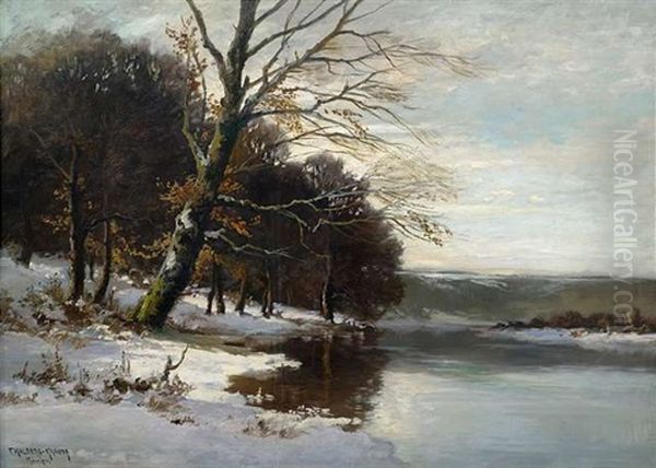 Winterliches Seeufer by Fritz Halberg-Krauss