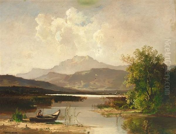 Oberbayerische Seenlandschaft (tegernsee?) Oil Painting by Fritz Halberg-Krauss