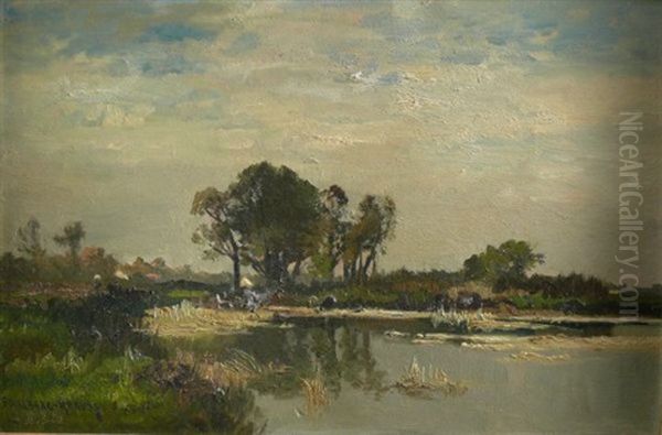 Dachauer Landschaft Oil Painting by Fritz Halberg-Krauss