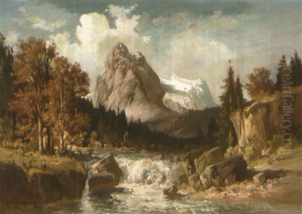 Wildbach Mit Gebirgskette Oil Painting by Fritz Halberg-Krauss