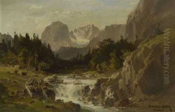 Blick Auf Die Muhlsturzhorner In Ramsau Oil Painting by Fritz Halberg-Krauss