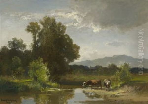 Isar-altwasser Bei Hechenberg Oil Painting by Fritz Halberg-Krauss