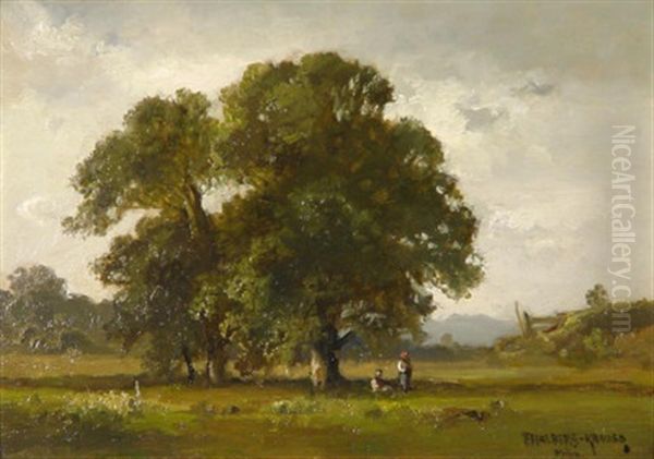 Rastendes Paar In Landschaft by Fritz Halberg-Krauss