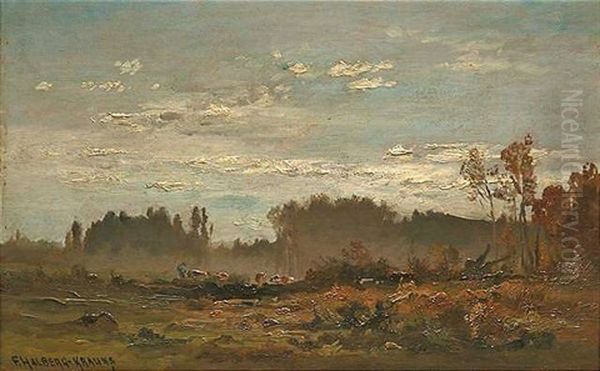 Herstliche Landschaft Am Waldrand Oil Painting by Fritz Halberg-Krauss