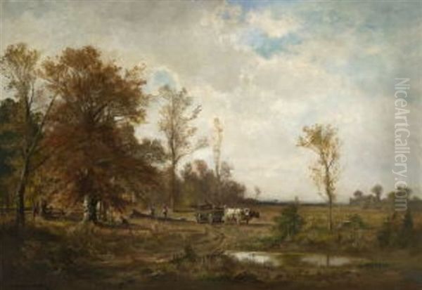 Herbstliche Baumlandschaft Oil Painting by Fritz Halberg-Krauss