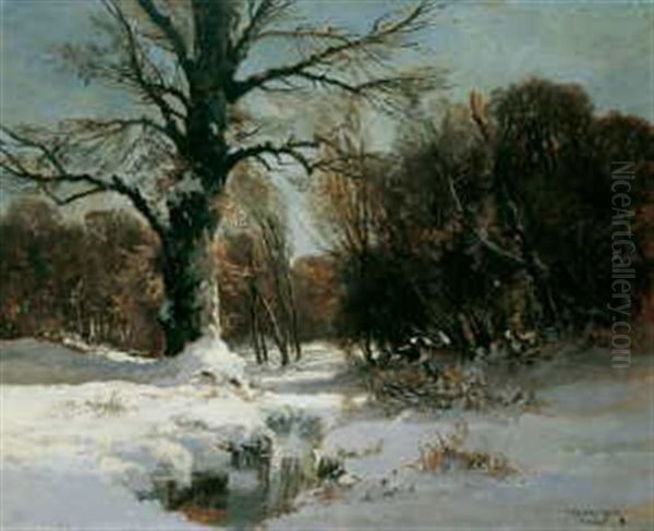 Verschneiter Wald Oil Painting by Fritz Halberg-Krauss