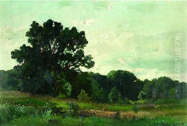 Bluhende Landschaft Am Waldrand Oil Painting by Fritz Halberg-Krauss