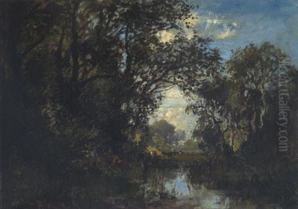 Sommerabend Am Waldweiher by Fritz Halberg-Krauss