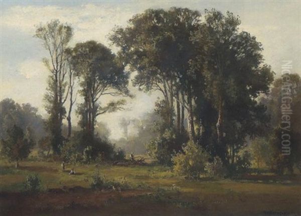 Parklandschaft Oil Painting by Fritz Halberg-Krauss