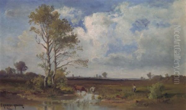 Sommer In Dachauer Moos Oil Painting by Fritz Halberg-Krauss