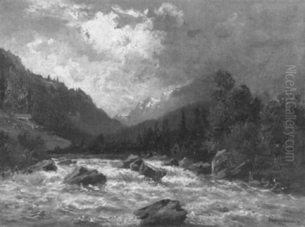 Reisender Gebirgsbach In Den Alpen Oil Painting by Fritz Halberg-Krauss