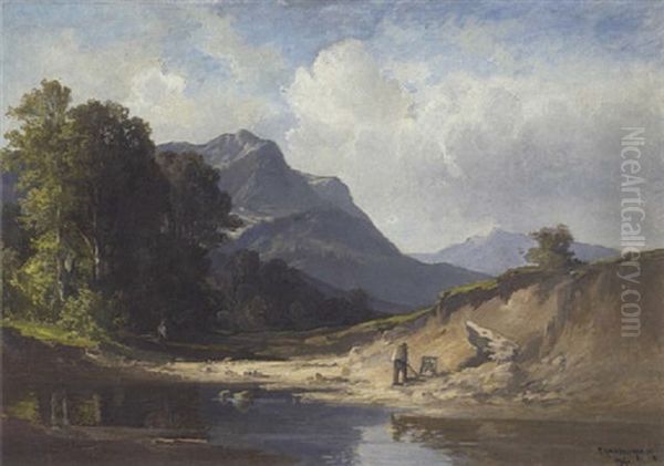 Gebirgslandschaft Oil Painting by Fritz Halberg-Krauss