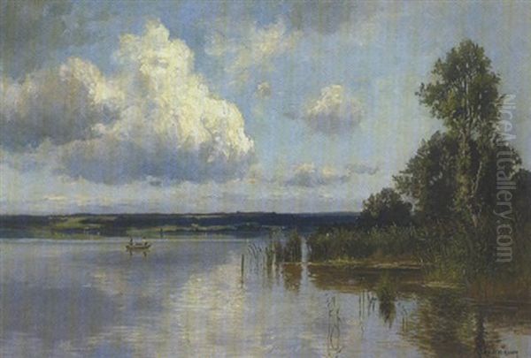 Oberbayerischer See (chiemsee?) Oil Painting by Fritz Halberg-Krauss