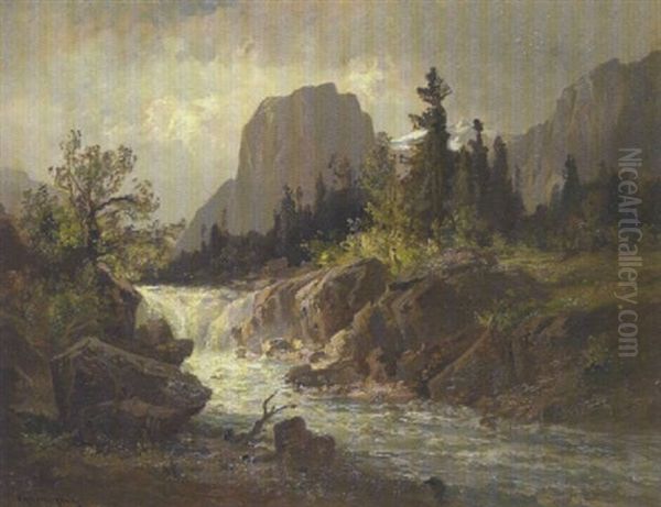 Wildbach Im Gebirge Oil Painting by Fritz Halberg-Krauss