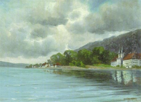 Blick Auf Kloster Tegernsee Oil Painting by Fritz Halberg-Krauss