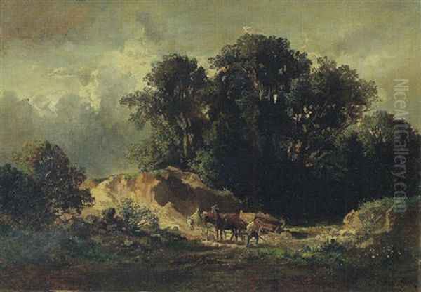 In Der Sandgrube Oil Painting by Fritz Halberg-Krauss