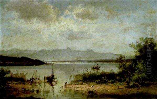 Chiemsee-landschaft Oil Painting by Fritz Halberg-Krauss