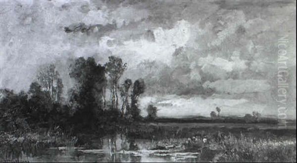 Schleisheimer Moor Im Herbst Oil Painting by Fritz Halberg-Krauss