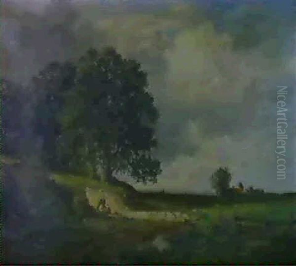 Gewitterstimmung Oil Painting by Fritz Halberg-Krauss