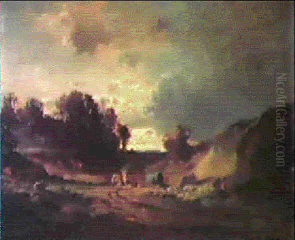 Landschaft Mit Rastenden Zigeunern Oil Painting by Fritz Halberg-Krauss