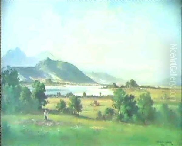 Blick Bei Kufstein In Das Oberinntal Oil Painting by Fritz Halberg-Krauss