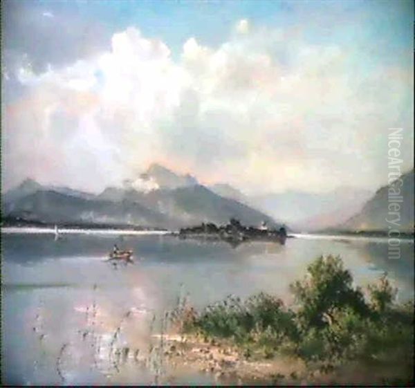 Die Fraueninsel Im Chiemsee Oil Painting by Fritz Halberg-Krauss