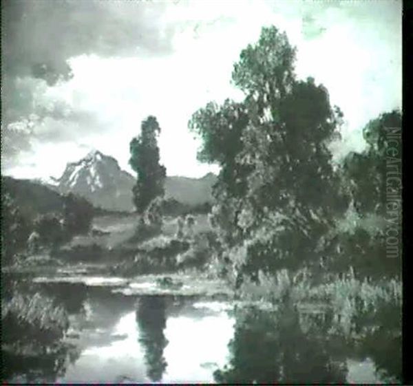 Stiller Weiher Im Voralpenland Oil Painting by Fritz Halberg-Krauss