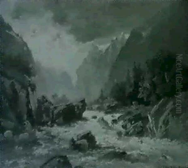 Der Schachenbach Im Kanton Uri In Der Schweiz Oil Painting by Fritz Halberg-Krauss